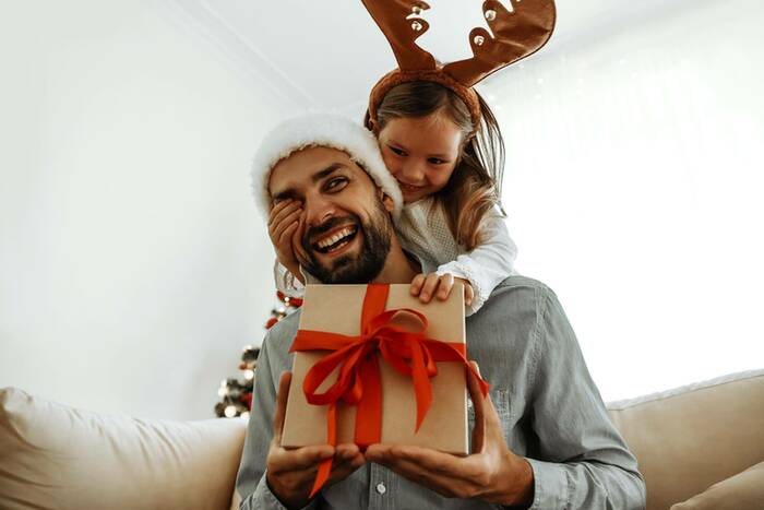 father and daughter at christmas